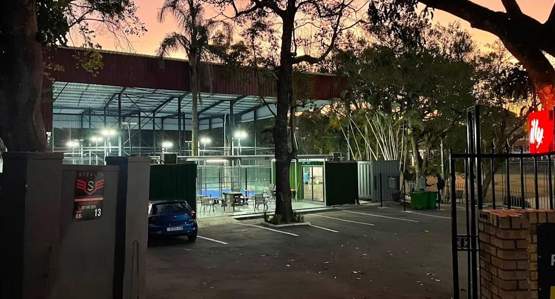 Entrance and on-site parking at Westville Padel Club, 13 Burlington Drive